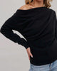Off Shoulder Knit Top in Black - thumbnail