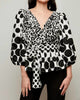 Puff-Sleeve Blouse in Black/White - thumbnail