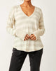 Sail Away Long Sleeve Tee in Natural/Tan Stripes - thumbnail