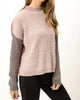 Mock Neck Colorblock Sweater in Rose Grey Mix - thumbnail