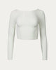 Ribbed Open-Back Stretch-Modal Top in Off-White - thumbnail