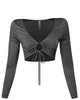 Long Sleeve Crop Top in Black - thumbnail