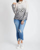 Faded Leopard Cowl Neck Sweater in Ivory/Charcoal - thumbnail