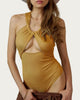 Ribbed Cutout Bodysuit in Mustard - thumbnail