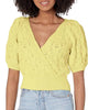 Elowen Short Sleeve Loose Knit Sweater in Lime Green - thumbnail