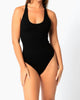 Gia Ribbed Racerback Tank Bodysuit in Black - thumbnail