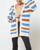 Multicolor Striped Open-Front Cardigan in Blue/Cream/Brown/Light Blue - thumbnail