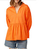 Empire Long Sleeve Poplin Poet Top in Sun Orange - thumbnail