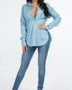 Cotton Button Down Shirt in Blue - thumbnail