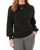 Round Neck Pointelle Mix Sweater in Black - thumbnail