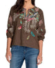 Kaluhi Split Neckline Top in Vintage Army - thumbnail