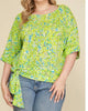 Printed Woven Top - Plus in Lime - thumbnail