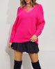 Lace-Trimmed Knit Sweater in Fuchsia - thumbnail