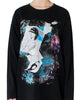 Oversized Printed Long Sleeve Tee in Black - thumbnail