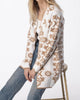 Magnifique Jacquard Short V Neck Cardigan in Beige - thumbnail
