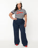 Unique Vintage Denim High Waist Wide Leg Tab Pants - thumbnail