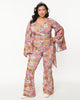 Smak Parlour Lavender Retro Bloom Zipper Pocket Flare Pants - thumbnail