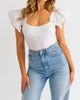 Sweet Sleeve Bodysuit in White - thumbnail