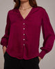 Smocked Cuff Button Down in Dark Fuchsia - thumbnail