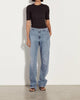 Textured Knit Half Sleeve Bodysuit in Black - thumbnail