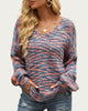 Space-Dye Knit V-Neck Sweater in Blue - thumbnail