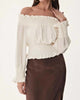 Smocked Off The Shoulder Blouse in Ivory - thumbnail