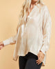 Split Neck Shimmer Blouse in Taupe Shimmer - thumbnail