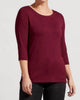 Soft French Terry Boat Neck Top in Red Wine - thumbnail