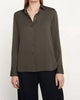 Stretch Silk Slim-Fitted Blouse in Black Leaf - thumbnail