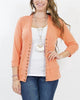 Snap Button Cardigan 3/4 Sleeve in Deep Coral - thumbnail