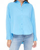 Sloane Long Sleeve Oversized Button Down Shirt in Campanula Blue - thumbnail