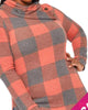 Split Cowl Neck Top in Red And Grey - thumbnail