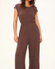Southside Scoop Neck Rib Jumpsuit in Rich Oak - thumbnail