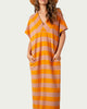 Striped Cotton-Terry Maxi Dress in Orange Taupe Stripe - thumbnail