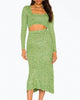 Skye Cutout Ribbed-Knit Midi Dress in Marled Lime - thumbnail