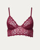 Strappy Lace Longline Bralette in Plum - thumbnail