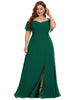 Stylish Cold Shoulder Flare Sleeves Flowy Bridesmaid Dress - thumbnail