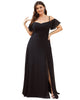 Stylish Cold Shoulder Flare Sleeves Flowy Bridesmaid Dress - thumbnail