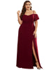 Stylish Cold Shoulder Flare Sleeves Flowy Bridesmaid Dress - thumbnail