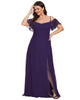 Stylish Cold Shoulder Flare Sleeves Flowy Bridesmaid Dress - thumbnail