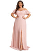 Stylish Cold Shoulder Flare Sleeves Flowy Bridesmaid Dress - thumbnail