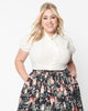 Unique Vintage Ivory Tie Neck Button Blouse - thumbnail