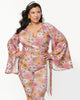 Smak Parlour Lavender Retro Bloom Bell Sleeve Wrap Top - thumbnail