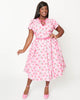 Unique Vintage Lavender & Hot Pink Cherry Print Dahlia Swing Dress - thumbnail