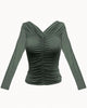 Verse Stretch-Modal Jersey Ruched Top in Forest - thumbnail