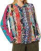Treble Sofia Button Up Silk Blouse in Multi - thumbnail
