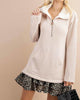 Waffle Knit 1/4 Zip Sweatshirt in Ivory - thumbnail