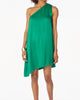 Asymetrical One Shoulder Dress In Green - thumbnail