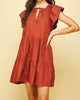 Caroline Ruffle Mini Dress In Burnt Orange - thumbnail