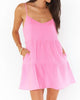 Caroline Mini Dress In Bubblegum Gauze - thumbnail